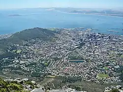 Cape Town, Signal Hill, Table Bay and Robben Island as seen from the upper cable station.