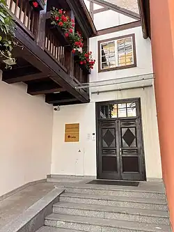 Entrance to the office of the Caritas Latvia in Riga old town.