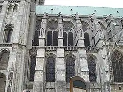 South side of the nave: No fine tracery, except for the Flamboyant window on the very right