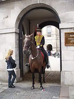 King's Troop, Royal Horse Artillery mounted sentry outside Horse Guards