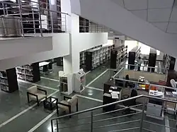 Holdings of the library. Seen on one of the six floors.