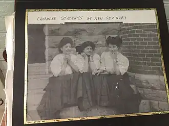 Three students at the New Cherokee Female Seminary