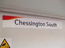 Platform signage in South West Trains colours
