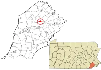 Location in Chester County and the state of Pennsylvania