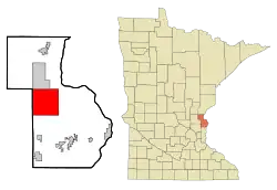Location of the city of North Branch within Chisago County, Minnesota