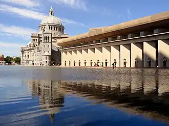 Mother Church, Colonnade building, reflecting pool
