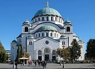 Front view of Temple of Saint Sava