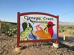 The sign at the entrance to the Ciénega Creek Natural Preserve