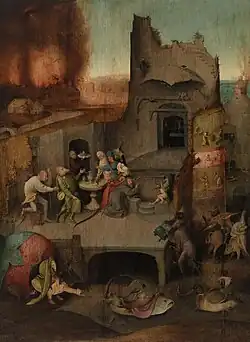 Circle of Jheronimus Bosch, Temptation of Saint Anthony central panel copy, (Barnes Foundation)