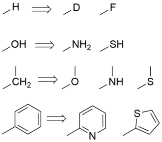 A table of common classical bioisosteres