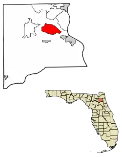 Location of Asbury Lake in Clay County, Florida.
