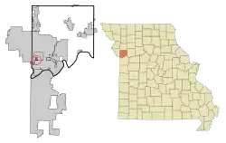 Location of Oaks, Missouri