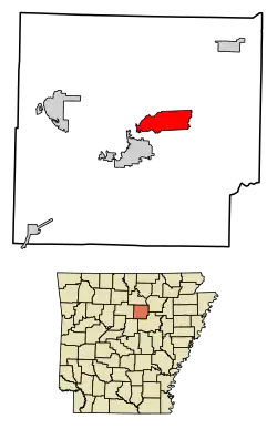 Location of Tumbling Shoals in Cleburne County, Arkansas.