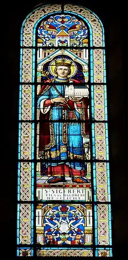 St. Sigebert III, stained glass window.