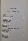 Table of contents page of Volume 1 (1878) containing books I-III of Clifford's "Elements of Dynamic"