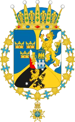 Arms as Prince of Sweden and Duke of Västergötland after 1907