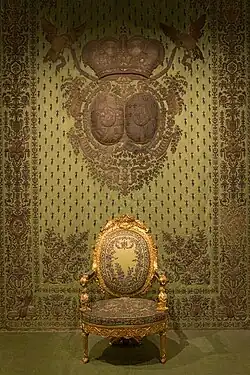 Chair and canopy from Maria Luisa of Parma's audience chamber, c.1793