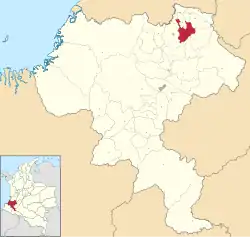 Location of the municipality and town of Caloto, Cauca in the Cauca Department of Colombia.