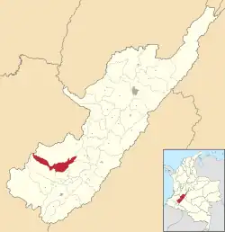 Location of the municipality and town of La Argentina, Huila in the Huila Department of Colombia.