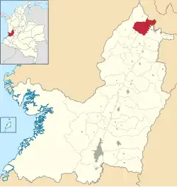 Location of the municipality and town of Ansermanuevo in the Valle del Cauca Department of Colombia.