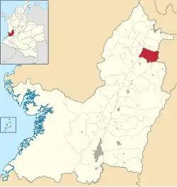 Location of the municipality and town of La Victoria, Valle del Cauca in the Valle del Cauca Department of Colombia.