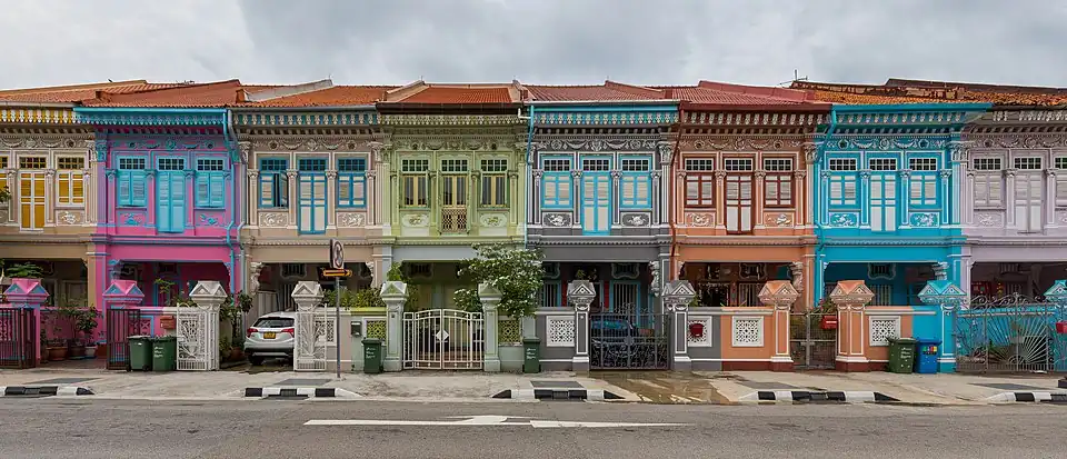 Colourful shophouses at Koon Seng Road, Singapore