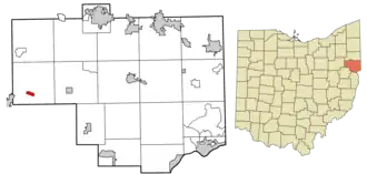 Location of East Rochester in Columbiana County, Ohio.