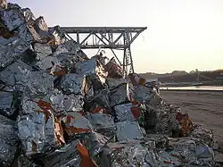 A pile of compacted steel scraps