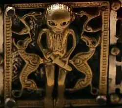 Detail from a side of the cumdach for the Stowe Missal, 11th century, NMI