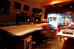 SSL 9000J and custom 3-way main monitors shown in the control room of Avex