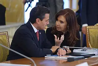 President Enrique Peña Nieto and President Cristina Fernández de Kirchner in Saint Petersburg, Russia; September 2013.