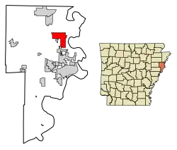 Location of Clarkedale in Crittenden County, Arkansas.