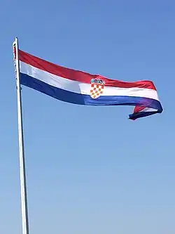 Flag of Croatia on Knin Fortress.