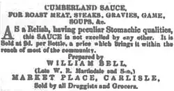 Small advertisement offering a relish at ninepence the bottle
