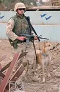 USAF Sergeant from 506th Expeditionary Security Forces Squadron with rebuilt carbine with Model 653 upper receiver in Kirkuk, 2003.