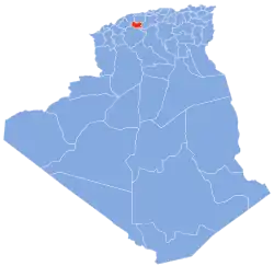 Map of Algeria highlighting Tissemsilt