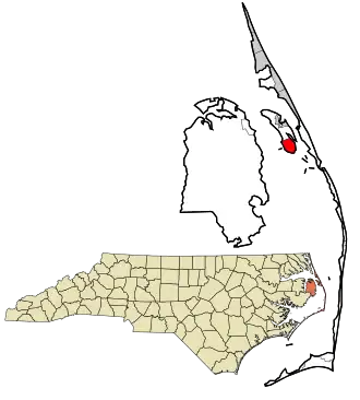 Location in Dare County and the state of North Carolina.