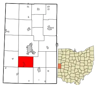 Location in Darke County and the state of Ohio.