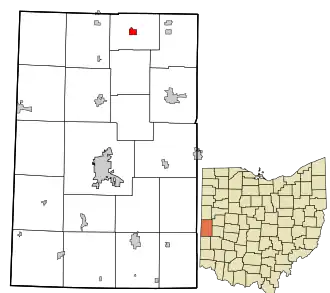 Location in Darke County and the state of Ohio.