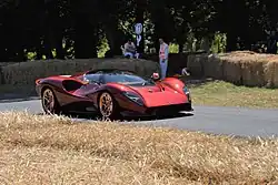 The De Tomaso P72 on the Goodwood hill climb course