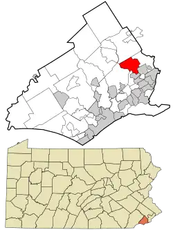 Location in Delaware County and the U.S. state of Pennsylvania
