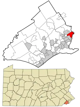 Location in Delaware County and the U.S. state of Pennsylvania.
