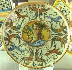 Deruta maiolica plate, 17th-century, Arezzo museum