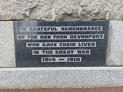 In grateful remembrance of the men from Devonport who gave their lives in the Great War 1914-1918
