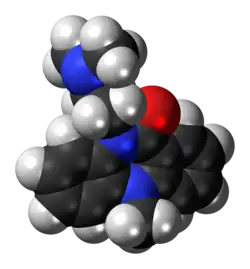 Space-filling model of the dibenzepin molecule
