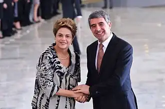 President Dilma Rousseff and President Rosen Plevneliev in Brasília; 2016.