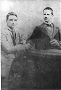 Hadzhidimov (left) as a student in the Kyustendil Pedagogical School in 1892