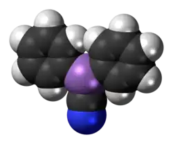 Space-filling model of diphenylcyanoarsine