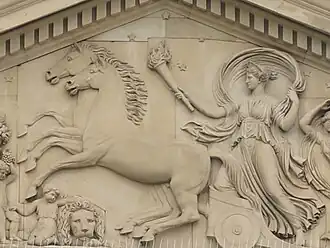 Selene with her chariot in the relief of Rosenstein Palace, Germany.
