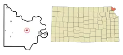 Location within Doniphan County and Kansas